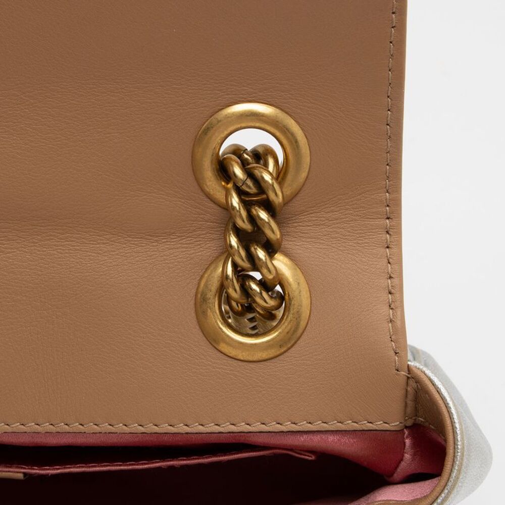 Gucci Metallic Matelasse Leather Pearl GG Marmont Mini Flap Bag - Picture 15 of 15